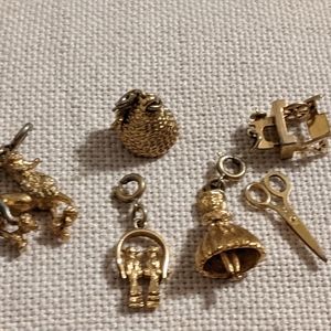 5vintage 60s Charm Bracelet Charms Poodle Beehive Scissors Lady